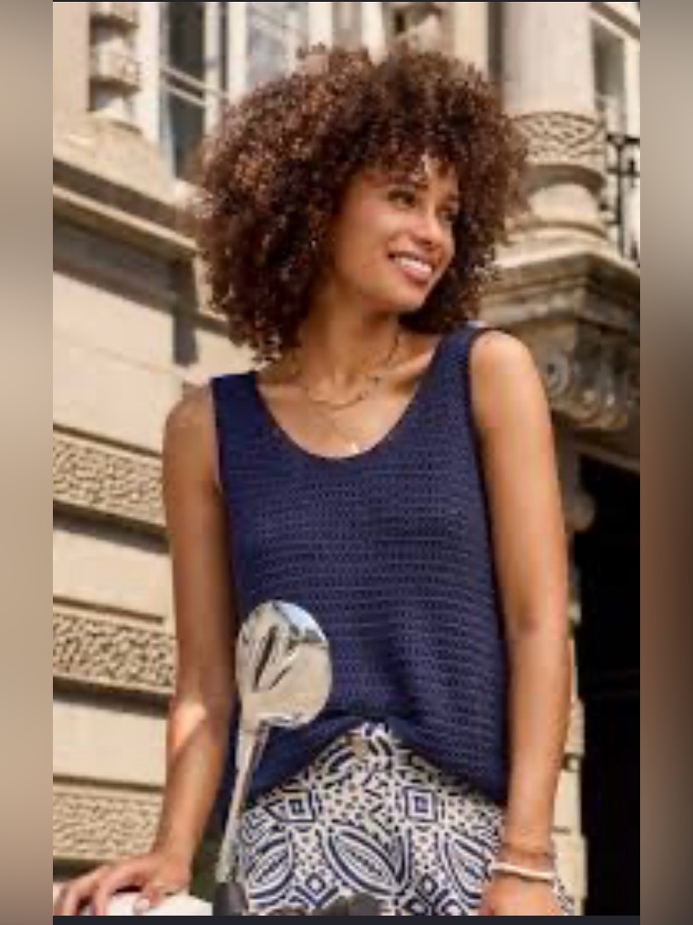 Tribal NWOT Navy Blue Crochet Scoop Neck Tank Top